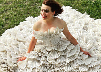 Prom dress made from Harry Potter books