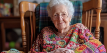 Grandma crocheting