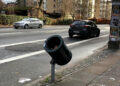 Tilted trash cans in Copenhagen