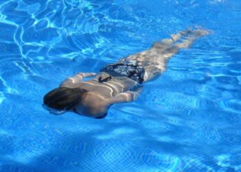 woman, swim, pool