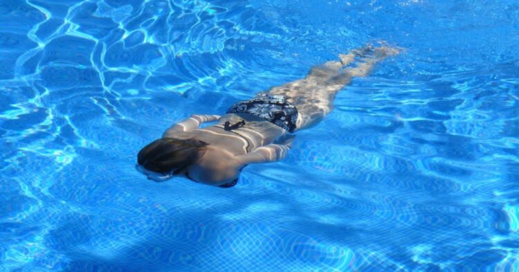 woman, swim, pool