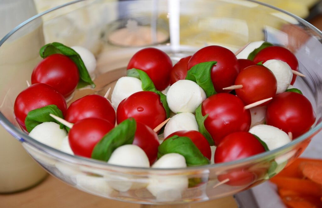 tomato mozzarella, food, dish