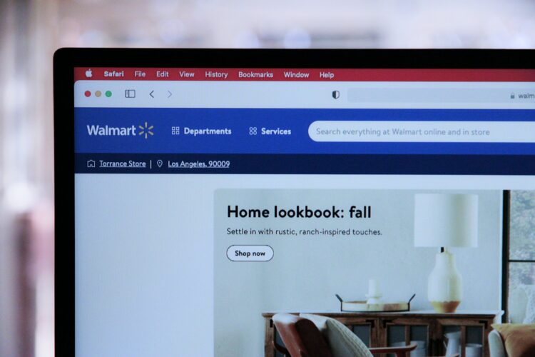 a computer screen with a Walmart web page on it