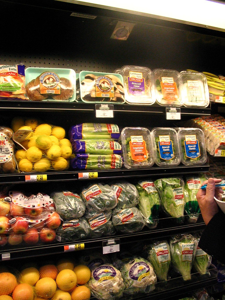 A bunch of produce inside of a Walmart store