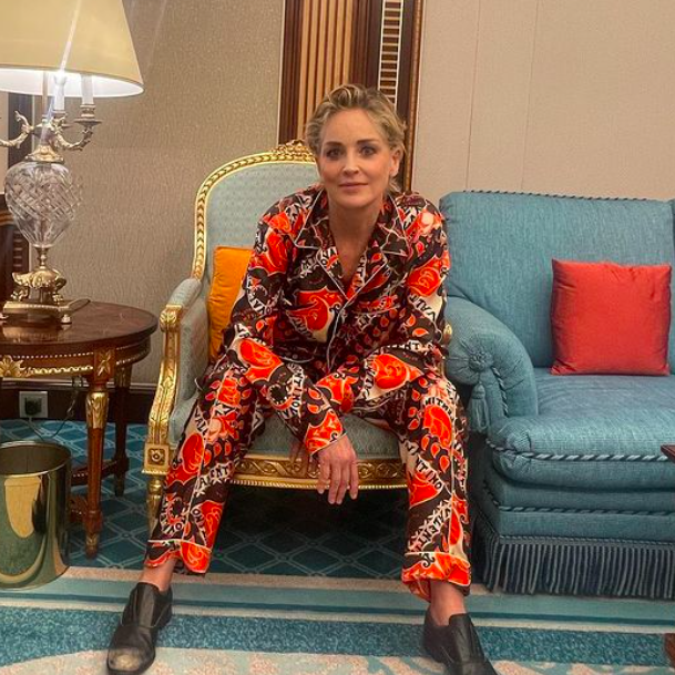 Sharon Stone in pajamas