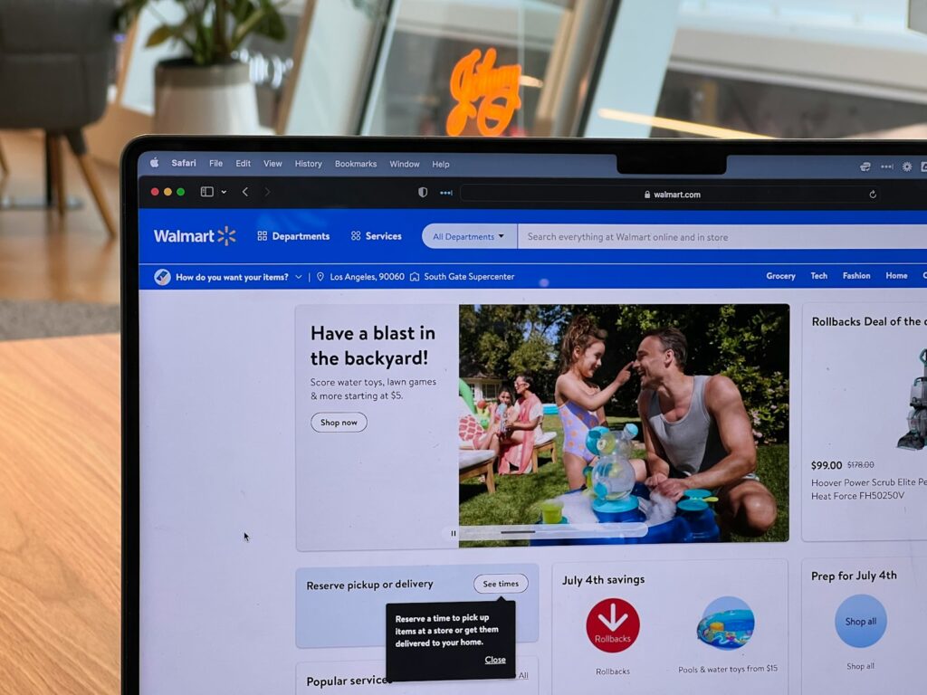 An image of the Walmart website on a laptop