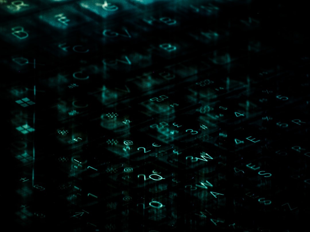 A Matrix-style overlay of numbers over a keyboard.
