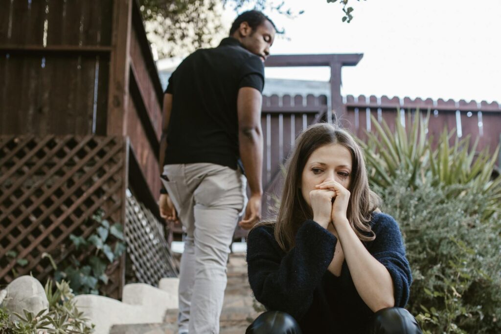 Sad Couple Parting Ways outside