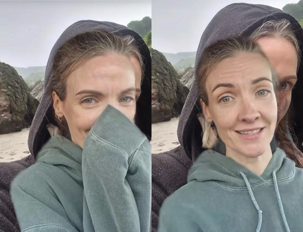 screenshots of a woman talking to the camera
