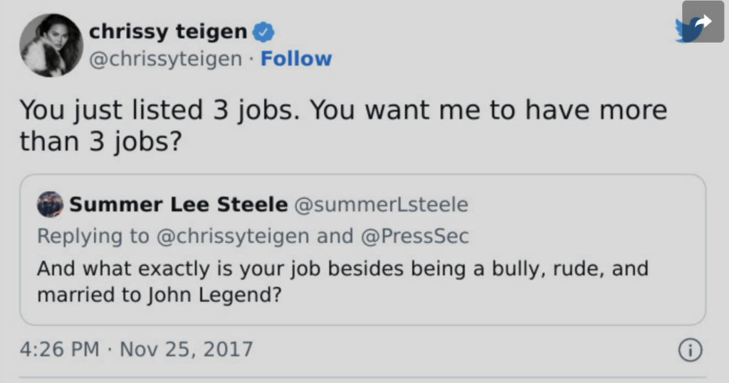Chrissy Teigen clapback