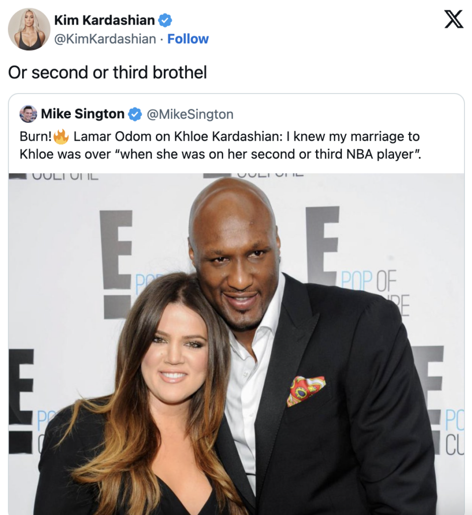 Kim Kardashian claps back at Lamar Odom interview on Twitter