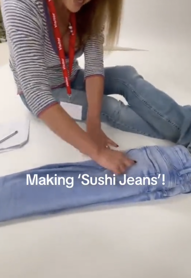 Sushi Jeans Travel Packing Hack