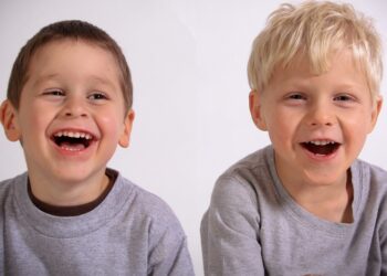 two boys laughing