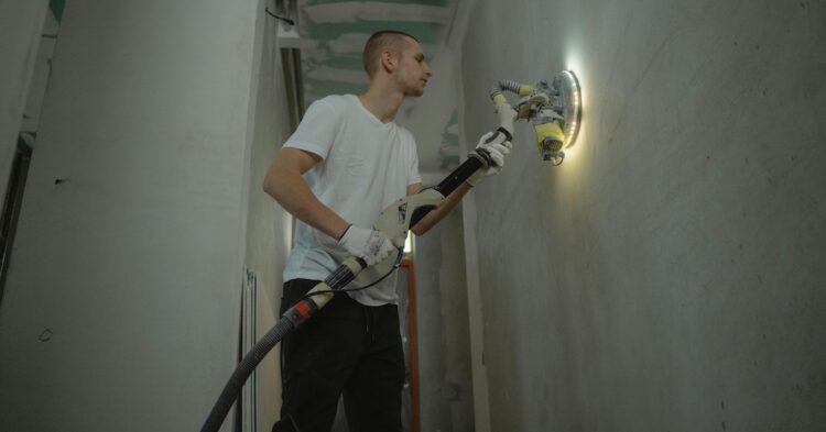 man renovating a house