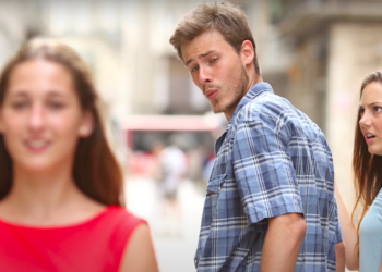 Distracted boyfriend stock photo via YouTube