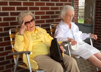 Two old women sitting on porch via YouTube