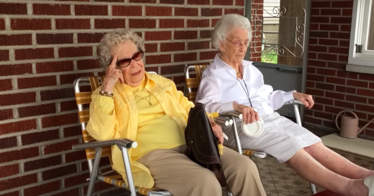 Two old women sitting on porch via YouTube