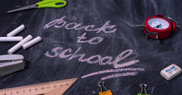 back to school sign on a chalboard
