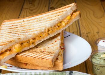 grilled cheese sandwich on a white plate