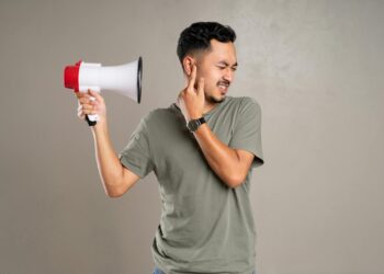 A Man Holding a Megaphone