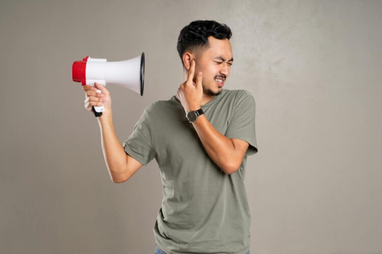 A Man Holding a Megaphone