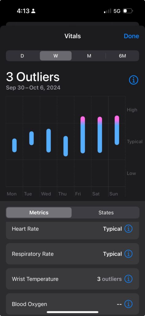 Vitals app screenshot