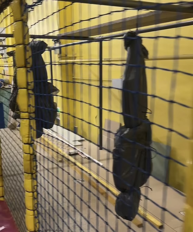 fake body bags in a play place