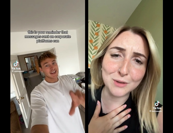 Two tiktok screenshots of a man and a woman