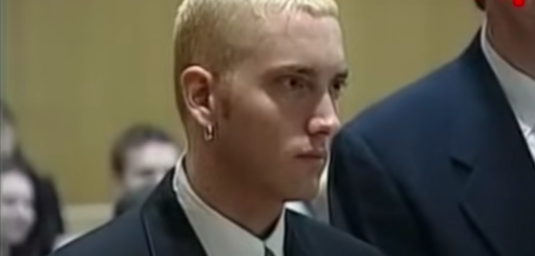 Eminem at court sentencing in 2000 via YouTube