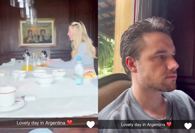 Split screen of Kate Cassidy and Liam Payne in Argentina