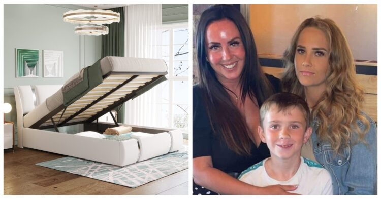 Helen Davey with her kids and an ottoman bed