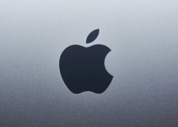 Apple logo against grey background