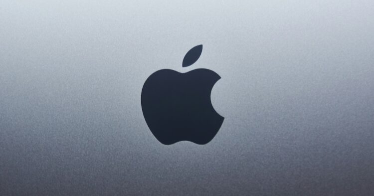 Apple logo against grey background