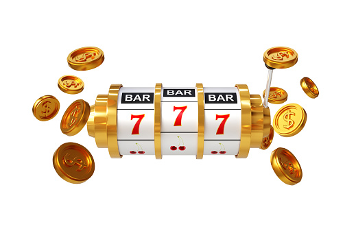 Slot machine with golden coins