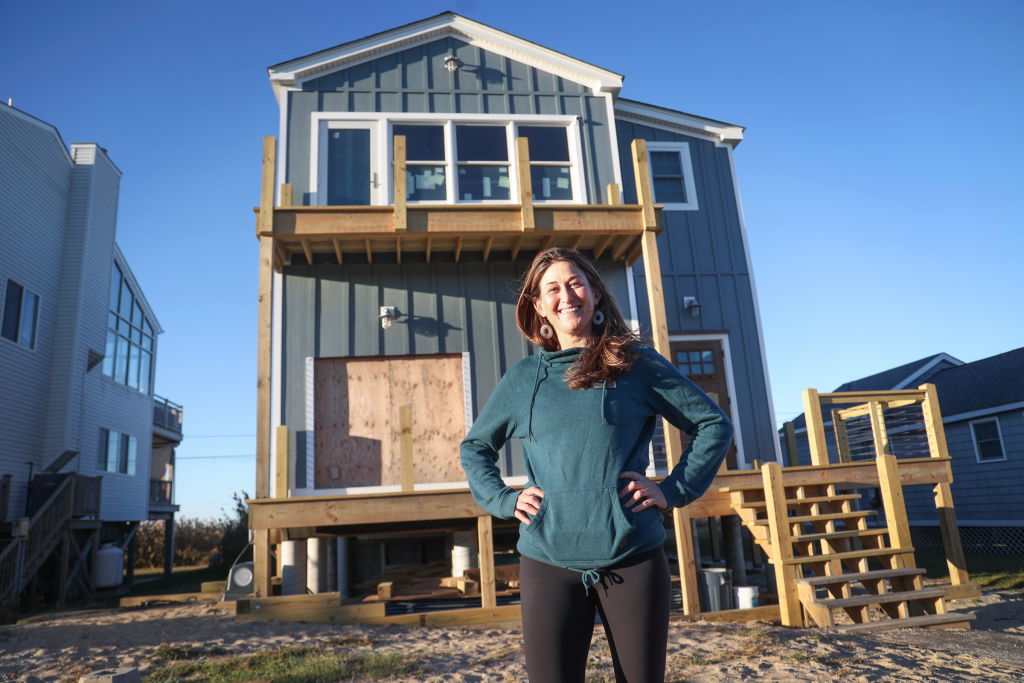 Elevated house in Gilgo Beach, New York