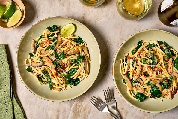 Linguine With Miso Butter, Shiitakes and Spinach for Dinner in Minutes column in Food...