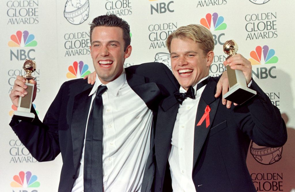 Actor Matt Damon (R) and co-writer Ben Affleck (L)