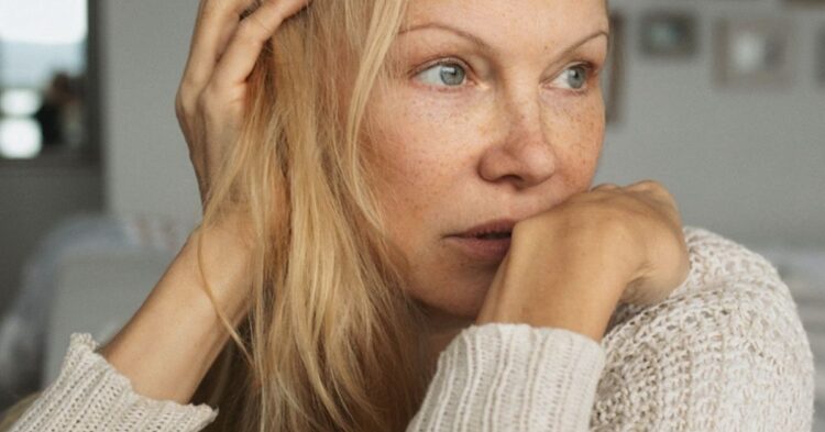 a close-up shot of pamela anderson