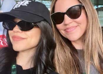 a selfie of actress jenna ortega and her mother, natalie, at a ball game