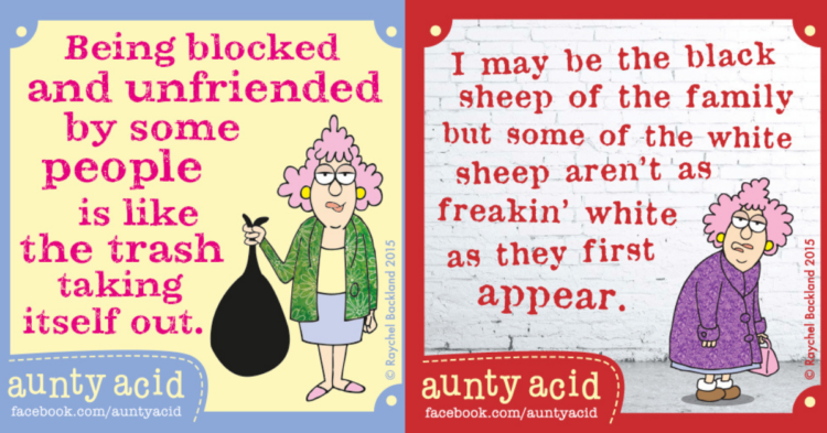 Aunty Acid memes (Image by Raychel Backland/Aunty Acid)