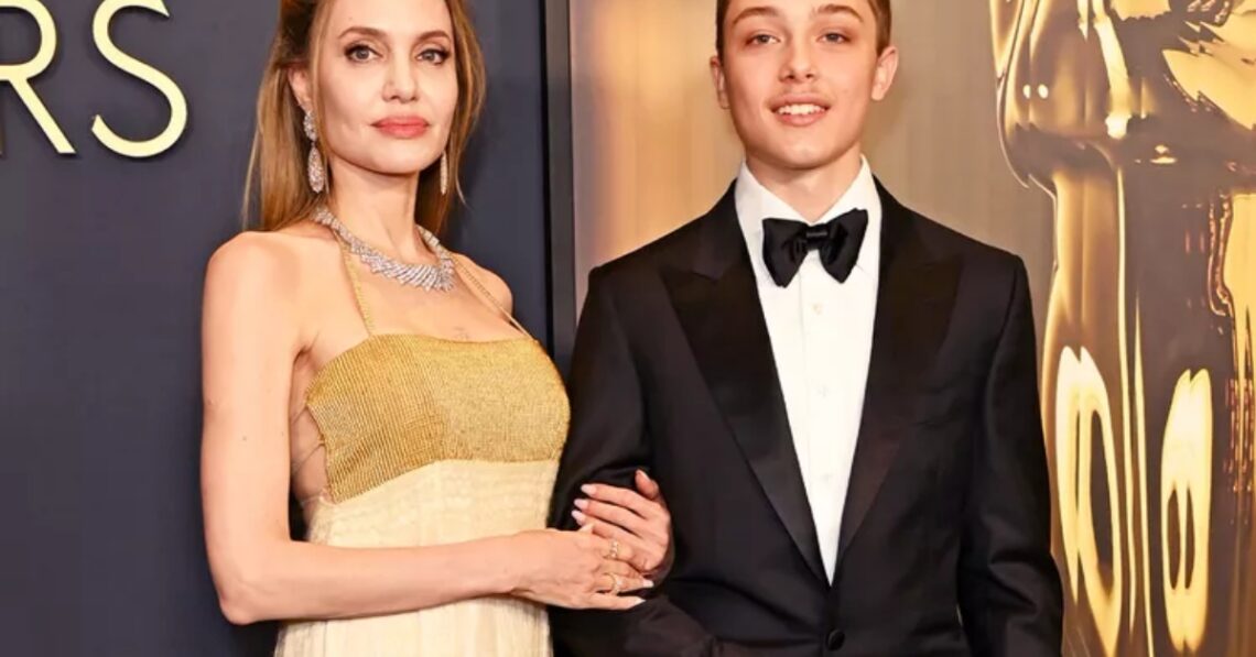 Angelina Jolie and her son, Knox, on the red carpet