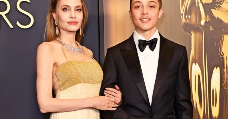 Angelina Jolie and her son, Knox, on the red carpet
