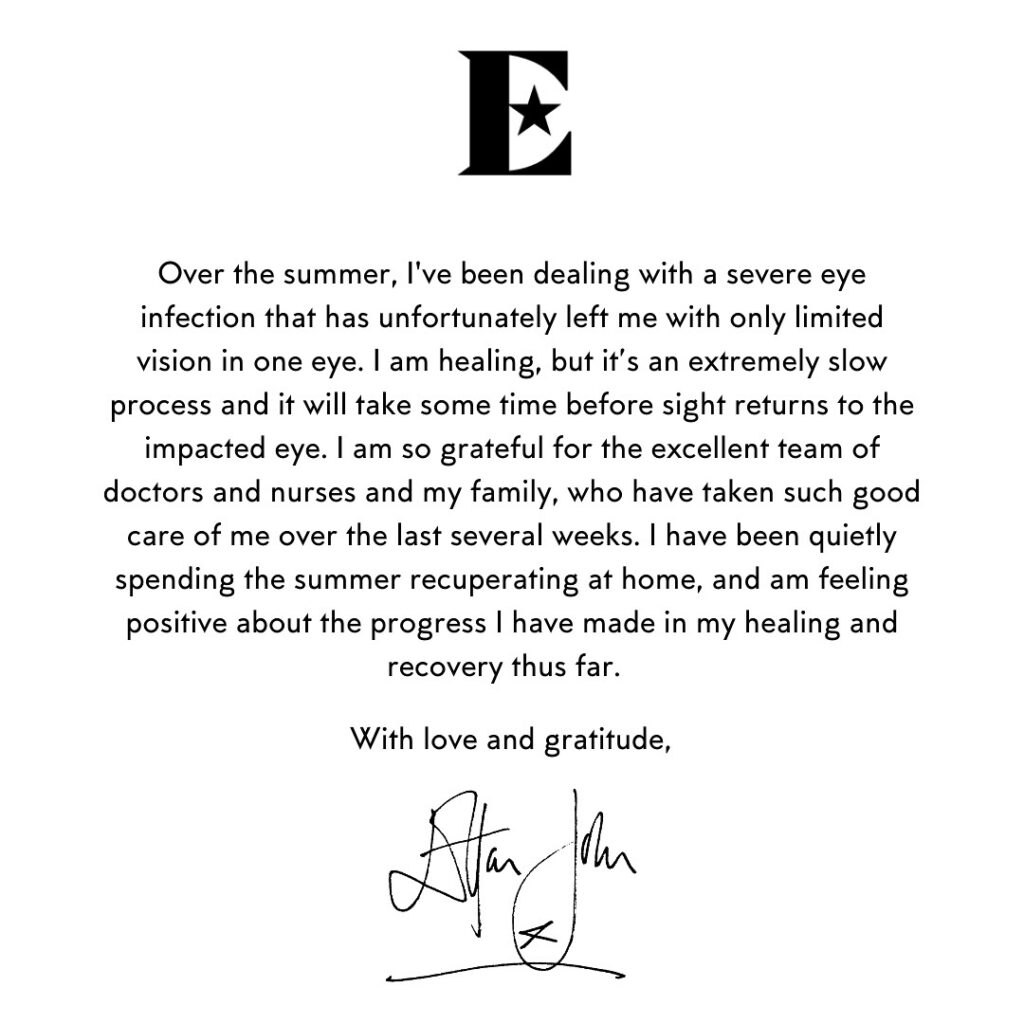Elton John's Instagram statement