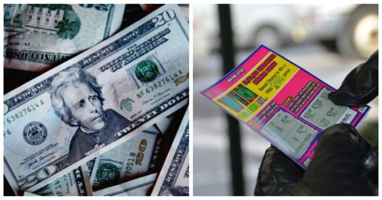 Lottery ticket and money