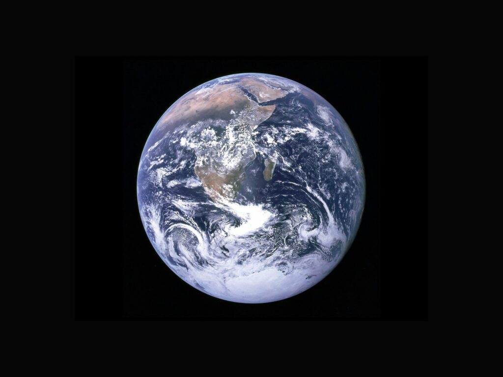 Earth with clouds above the African continent.