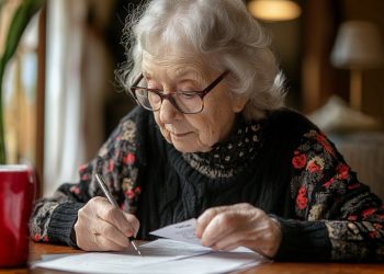 Senior woman writing