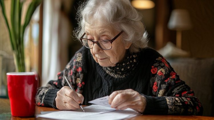 Senior woman writing
