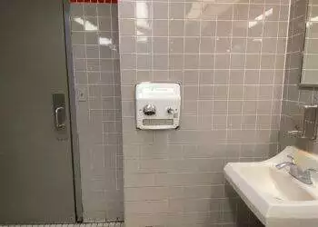 Hand dryer in public restroom
