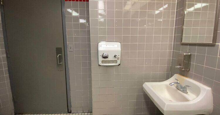 Hand dryer in public restroom