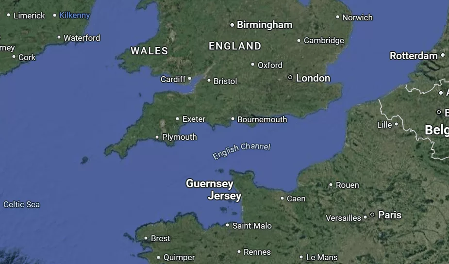 The English Channel (Google Maps)